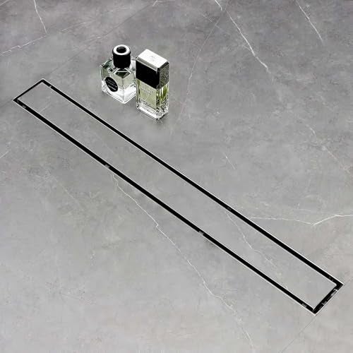 SaniteModar Linear Shower Drain, Linear Drain 28 inch with Tile Insert 2 in 1 Panels, Brushed 304 Stainless Steel Shower Floor Drain,Shower Drain Equipped Adjustable Feet and Hair Filters - Image 1