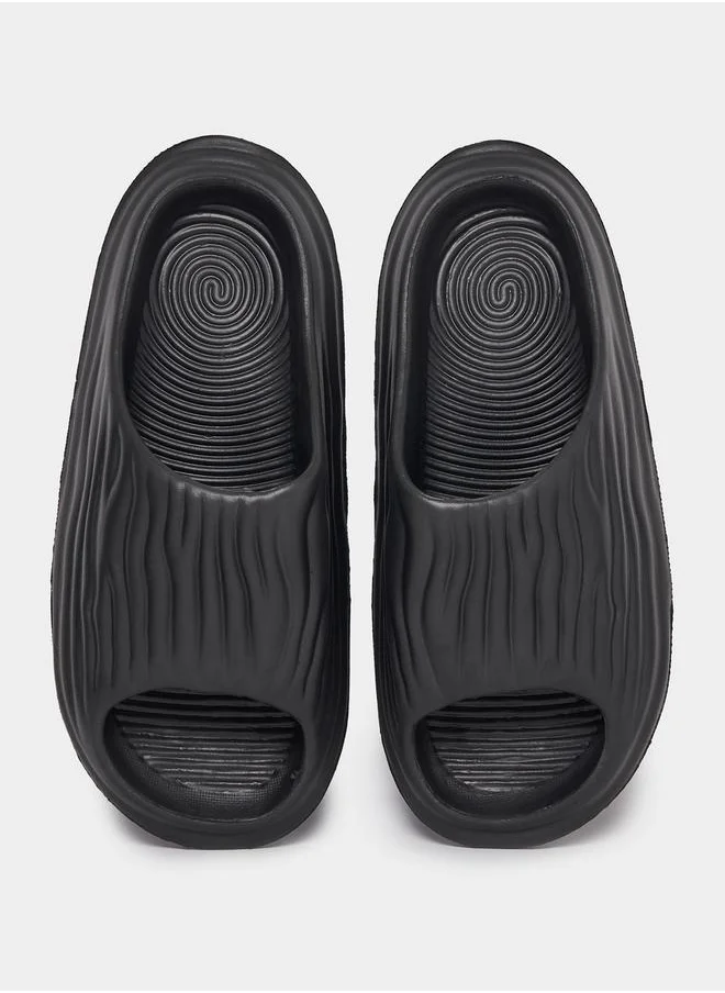 Styli Open Toe Futuristic Pattern Slides