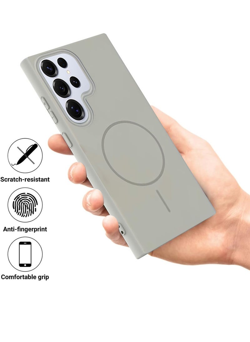Techie - Ultra-Thin Matte Sensory TPU Hard Back Cover Case with Magnetic MagSafe Wireless Charging for Samsung Galaxy S25 Ultra 2025 - Grey - Image 1