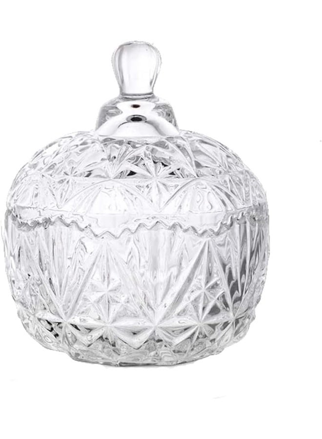 NN Glass Candy Storage Jar with Lid Clear Sugar Dish Crystal Covered Candy Bowl Apothecary Food Buffet Container Holder - Image 1