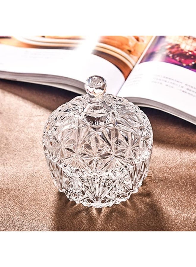 NN Glass Candy Storage Jar with Lid Clear Sugar Dish Crystal Covered Candy Bowl Apothecary Food Buffet Container Holder - Image 3