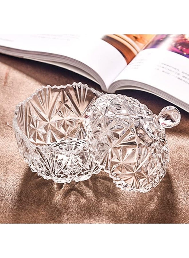 NN Glass Candy Storage Jar with Lid Clear Sugar Dish Crystal Covered Candy Bowl Apothecary Food Buffet Container Holder - Image 5