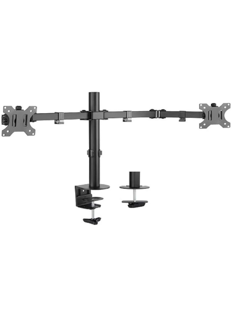 سكيل تك ذراع مفصلية فولاذية أحادية القطب لشاشتين، مناسبة لمعظم الشاشات من ١٣ إلى ٣٢ بوصة، سعة وزن ٨ كجم، قابلة للإمالة والدوران وتعديل الشاشة، لون أسود | SH 024N - Image 1