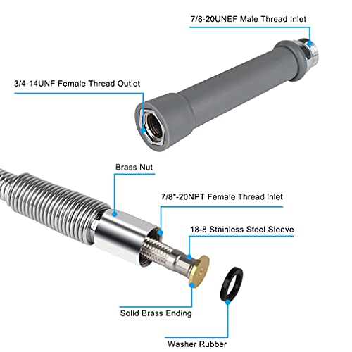 TNROTED 60 Inch Pre Rinse Spray Hose with Heat Resistant Handle Replacement B0044 for TS Brass 142 GPM Commercial Sink Sprayer Hose for Restaurant Kitchen Sink Faucet - Image 3