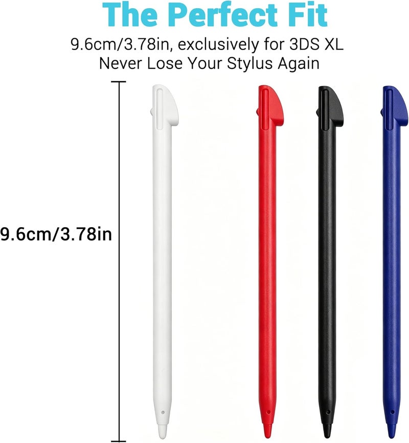 أقلام Xahpower اللمسية لجهاز 3DS XL، أقلام بديلة متوافقة مع Nintendo 3DS XL، مجموعة أقلام لمسية مكونة من 4 في 1 بألوان متعددة - أسود، أبيض، أحمر، أزرق - Image 3