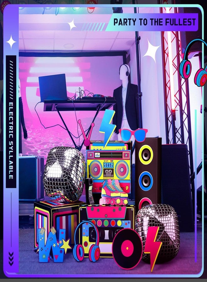 Saypacck 14 Pcs 80s 90s Party Decorations Hip Hop Favor Set Large Paper Boombox Boxes Novelty Treat Boxes Boom Cassette for Retro 1980s 1990s Theme Birthday Neon Disco Music Party Supplies - Image 3