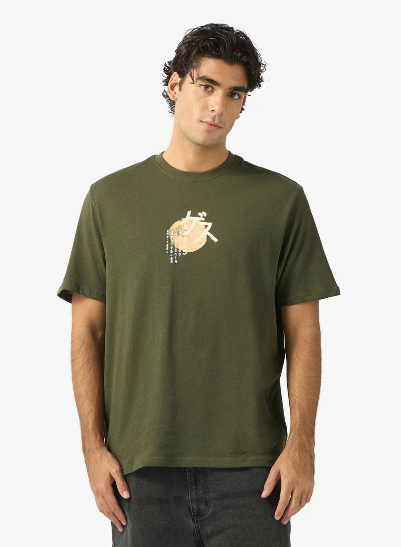 جس Crew Neck Art Print T-Shirt