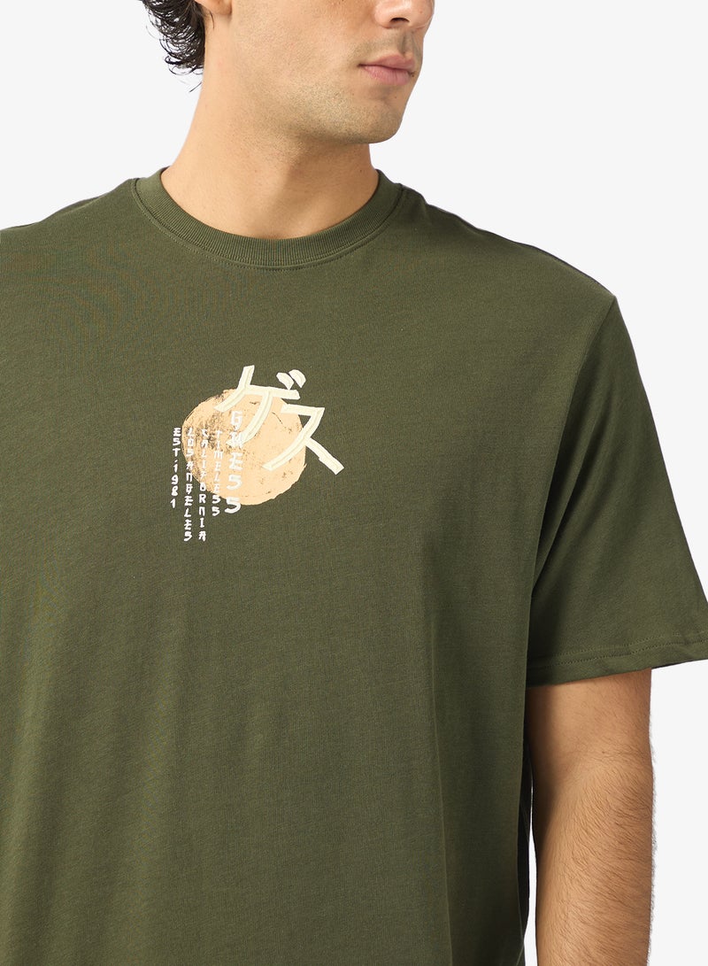 جس تيشيرت بطبعة فنية بياقة دائرية - Image 3