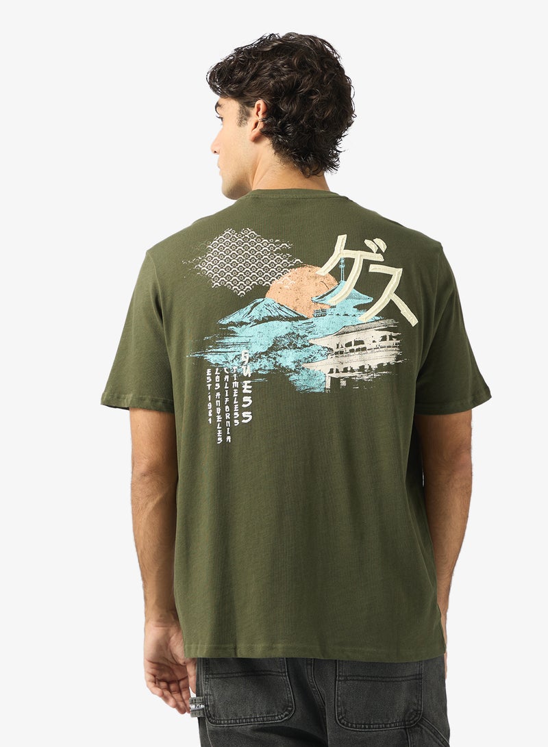 جس تيشيرت بطبعة فنية بياقة دائرية - Image 2