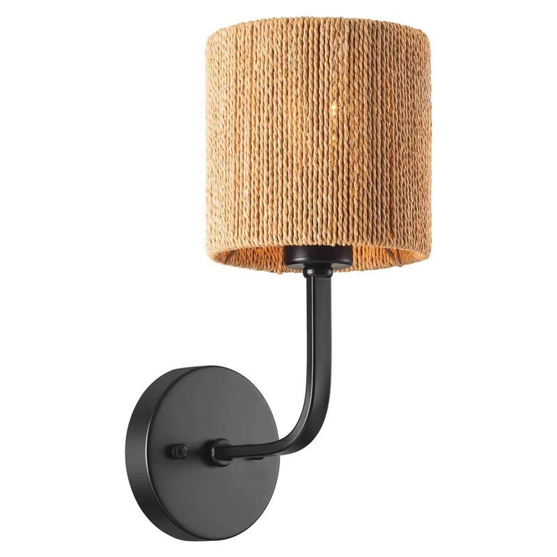 Mushkah Lighting Rustic Wall Lamp with Woven Shade__ - Image 1