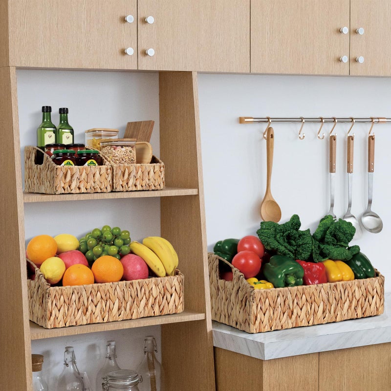Ollieroo Rattan Storage Baskets, Handwoven Wicker Storage Bins with Built-in Handles, Storage Container Baskets for Shelves, Bedroom, Bathroom, Laundry Room or Kitchen(Natural) - Image 2