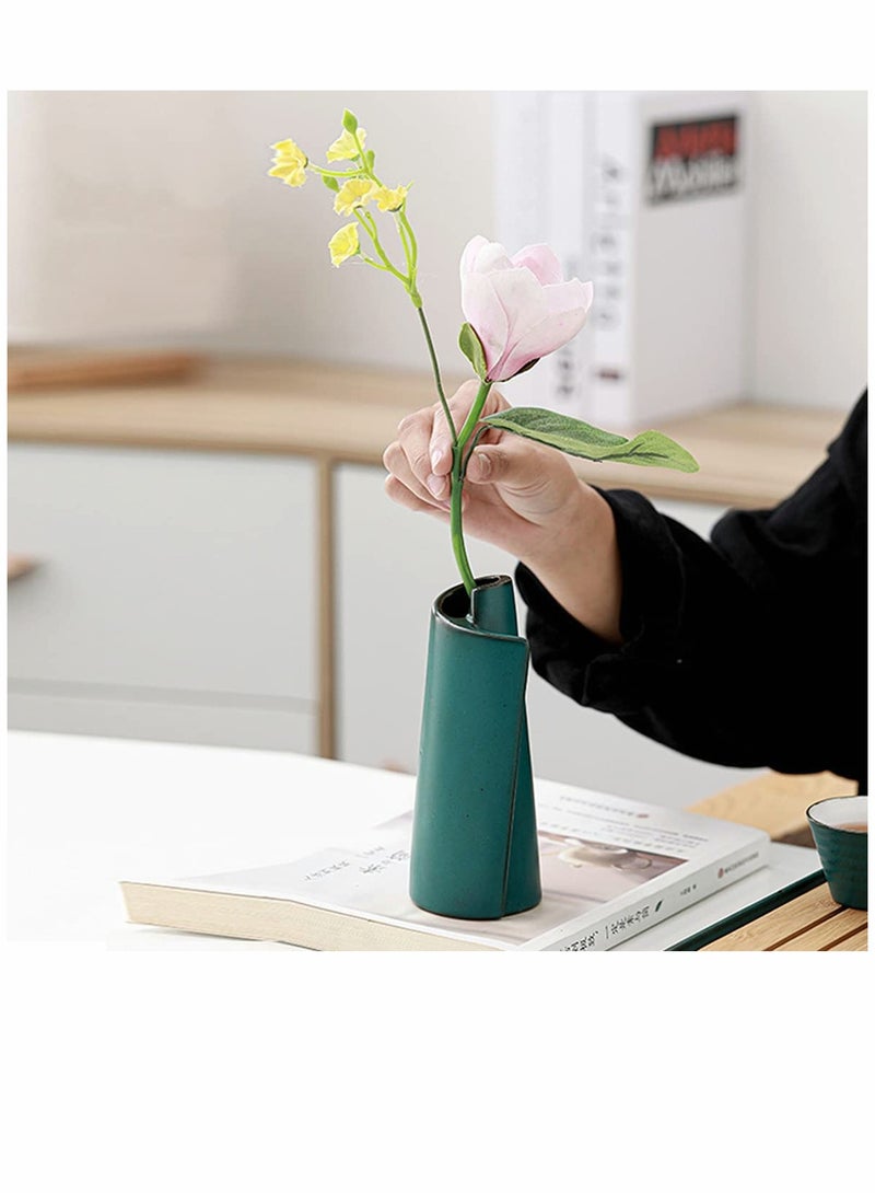SYOSI Vases, Ceramic, Modern Small Vase Creativity Decorative, for Home Living Room, Kitchen Fireplace Decor, Home Decorative Green (Not Include Flower)  - Image 4