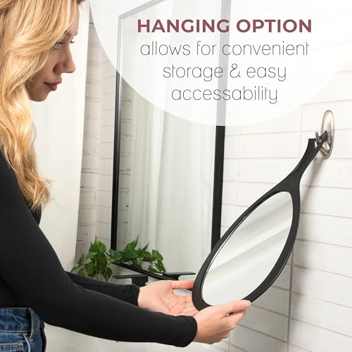 Zadro Salon Professional Extra Large Hand Mirror with Handle, 10" W x 19" L, Multi-Purpose Oval Handheld Mirror with New Distortion-Free Reflection (1, White, Large (Pack of 1)) - Image 5