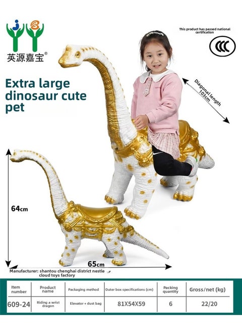 Riding Saddle Oversized Children's Simulation Soft Rubber Dinosaur Toy Model Big Yellow Duck Riding Animal Model-Color:609-24 (minimum Batch Of 6)