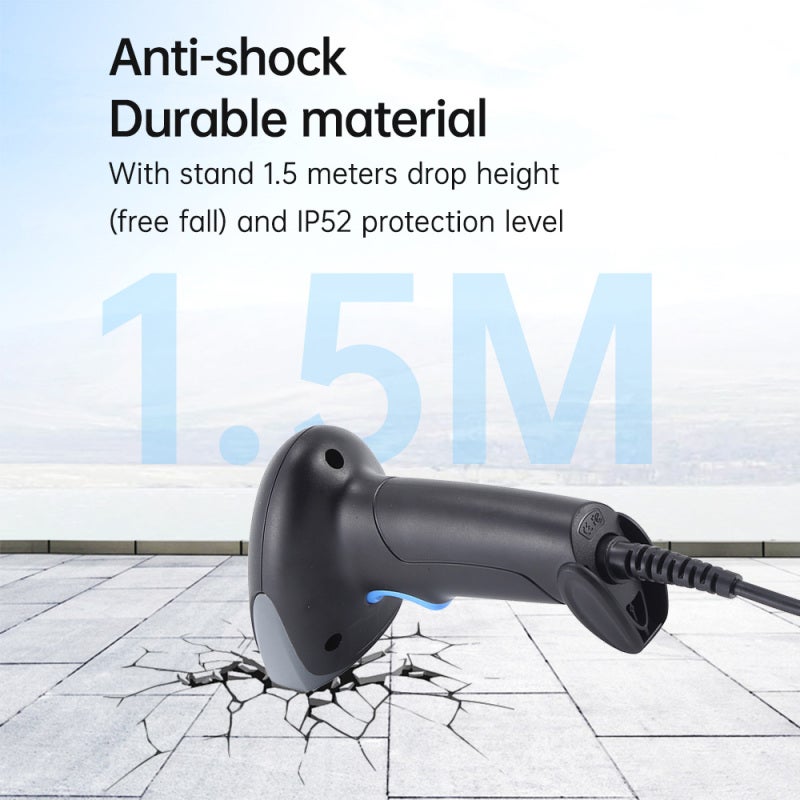 1D Barcode Scanner, Black: High Resolution 1500 Pixels - IP52 Protection 1.5m Drop Resistance, 200 Scans Per Second for Retail, Warehouse And Inventory Management - Image 5