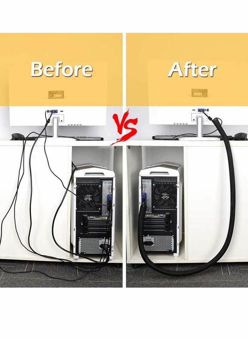 Y&D Cable Sleeve 25ft - Management Cord Adjustable Flexible Organizer Channel Cover Protection System for DES TV, Computer, Home Theater  - Image 5