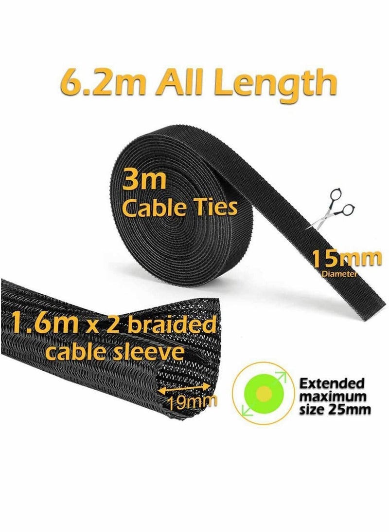Y&D Cable Sleeve 25ft - Management Cord Adjustable Flexible Organizer Channel Cover Protection System for DES TV, Computer, Home Theater  - Image 2