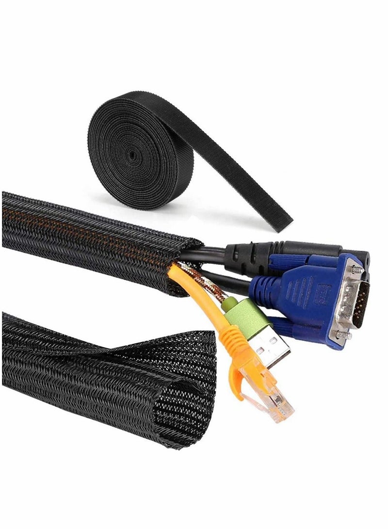 Y&D Cable Sleeve 25ft - Management Cord Adjustable Flexible Organizer Channel Cover Protection System for DES TV, Computer, Home Theater  - Image 1