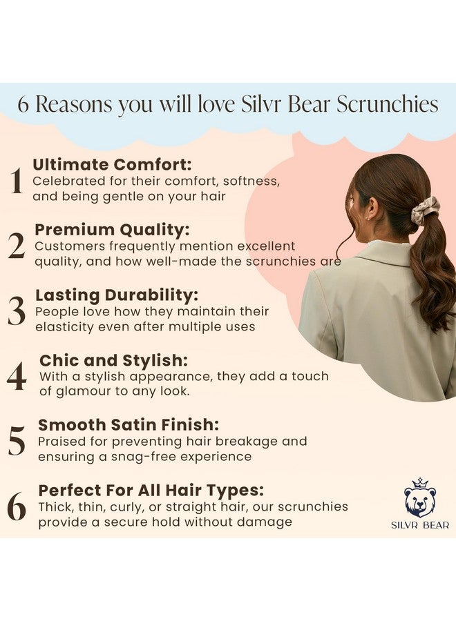 Silvr Bear Luxury Satin Scrunchies Same 5 Colors As Pic, Antihairbreakage, Hair Ties, Scrunchies Set For Girls, Women, Best Gift For Sister, Friend, Mom (Earthy Shades), Multicolor - Image 2