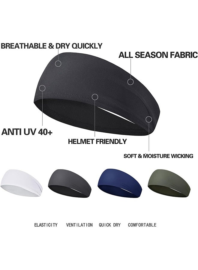 JS 5 Pack Sports Headbands for Men, Moisture Wicking Workout Headband, Sweatband Headbands for Running, Cycling, Football, Yoga, Hairband for Women and Men (Multicolour) - Image 5