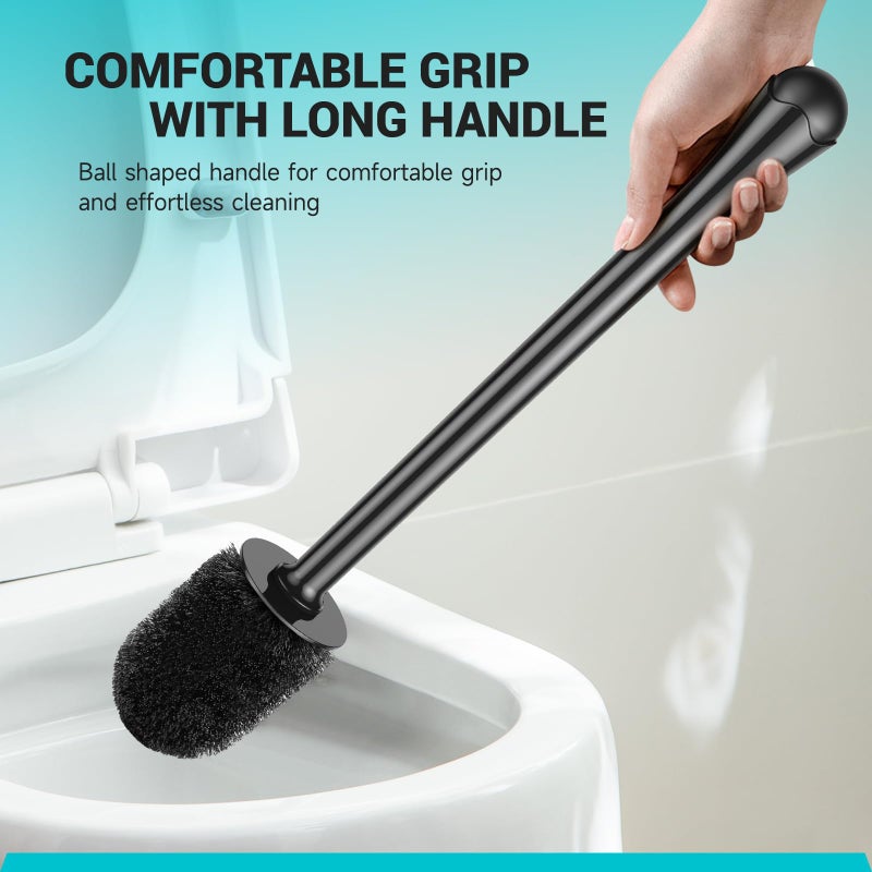 alpsnow Toilet Brush and Holder, Toilet Bowl Brush with Long Handle, Plastic Holder Easy to Hide, Drip-Proof, Easy to Assemble, Deep Cleaning - Image 4