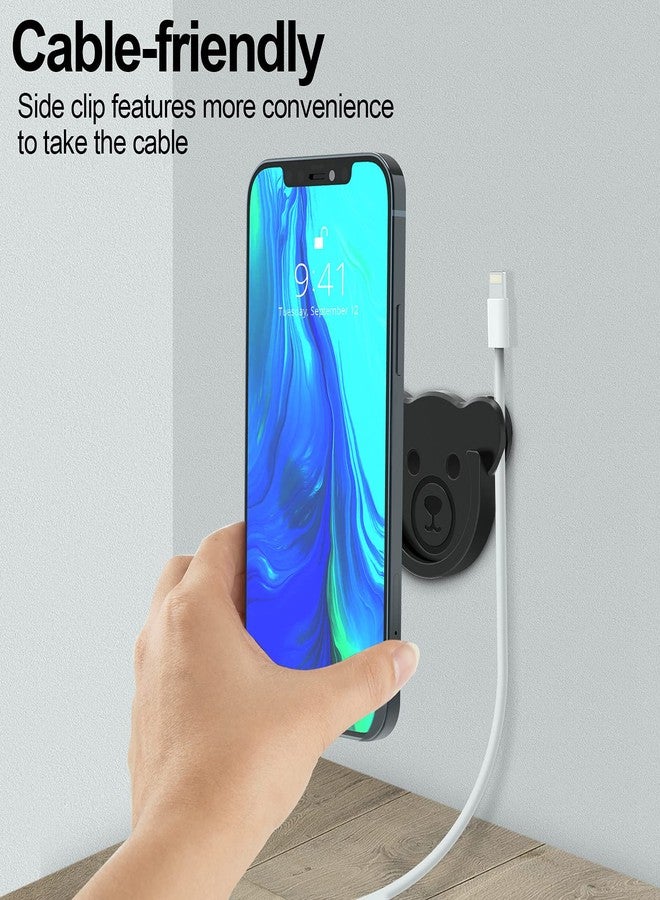 TOPGO Socket Car Mount for Phone Holder Cute Bear Style Silicone Grip Stand with Phone line Clasp for Collapsible Socket User Used on Dashboard, Home, Office, Kitchen, Desk, Wall (Black) 3 Pack - Image 5