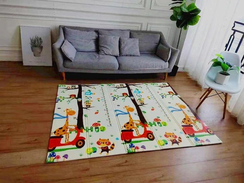 EASY SHOPE Memory Foam Baby Foldable Mat Play Foam Crawl Waterproof Portable Kids Baby Toddler Outdoor Or Indoor Use (Giraffe), single, 78.7 Cm, 70.9 Cm, Giraffe,Multicolor, Rectangular - Image 1