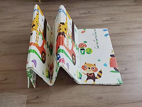EASY SHOPE Memory Foam Baby Foldable Mat Play Foam Crawl Waterproof Portable Kids Baby Toddler Outdoor Or Indoor Use (Giraffe), single, 78.7 Cm, 70.9 Cm, Giraffe,Multicolor, Rectangular - Image 3