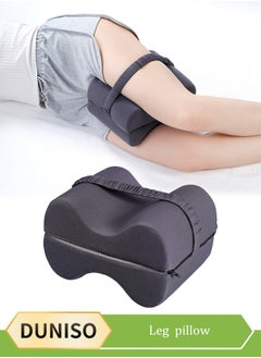 DUNISO Knee pillow, memory foam leg positioning pillow, leg support pillow, with adjustable elastic belt, soothing and decompression, suitable for lateral lying, 28 * 20 * 20cm, gray  - Image 1