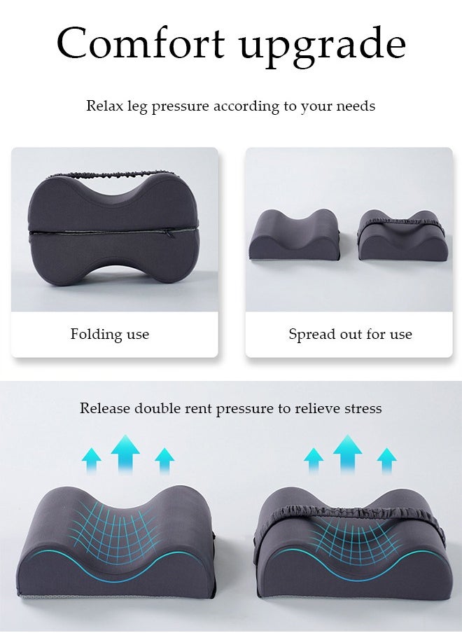 DUNISO - Knee pillow, memory foam leg positioning pillow, leg support pillow, with adjustable elastic belt, soothing and decompression, suitable for lateral lying, 28 * 20 * 20cm, gray - Image 1
