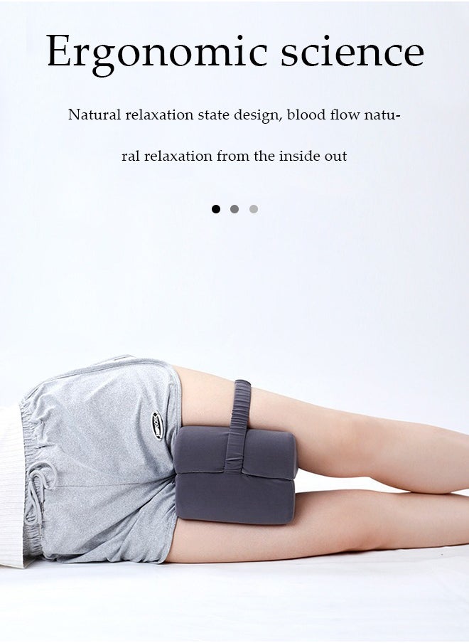 DUNISO - Knee pillow, memory foam leg positioning pillow, leg support pillow, with adjustable elastic belt, soothing and decompression, suitable for lateral lying, 28 * 20 * 20cm, gray - Image 1