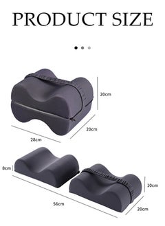 DUNISO Knee pillow, memory foam leg positioning pillow, leg support pillow, with adjustable elastic belt, soothing and decompression, suitable for lateral lying, 28 * 20 * 20cm, gray  - Image 2