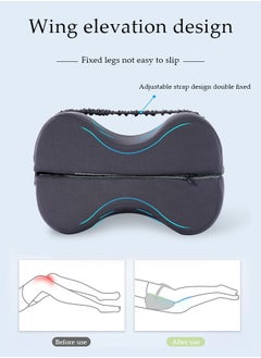 DUNISO Knee pillow, memory foam leg positioning pillow, leg support pillow, with adjustable elastic belt, soothing and decompression, suitable for lateral lying, 28 * 20 * 20cm, gray  - Image 3