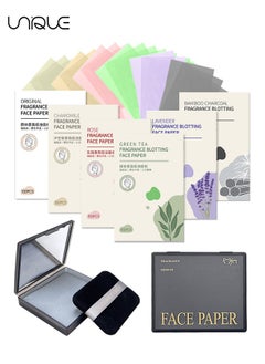 Unique 700 Pcs Facial Oil Blotting Paper - Facial Fragrance Blotting Paper - With Puff Mirror Face Blotting Paper - Oily Skin Care Blotting Paper - Men and Women - Suitable for All Skin Types - Portable  - Image 1