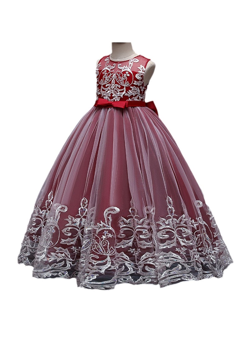 Girls Dress Sleeveless Mesh Performance Host Princess Dress Costumes - Image 1