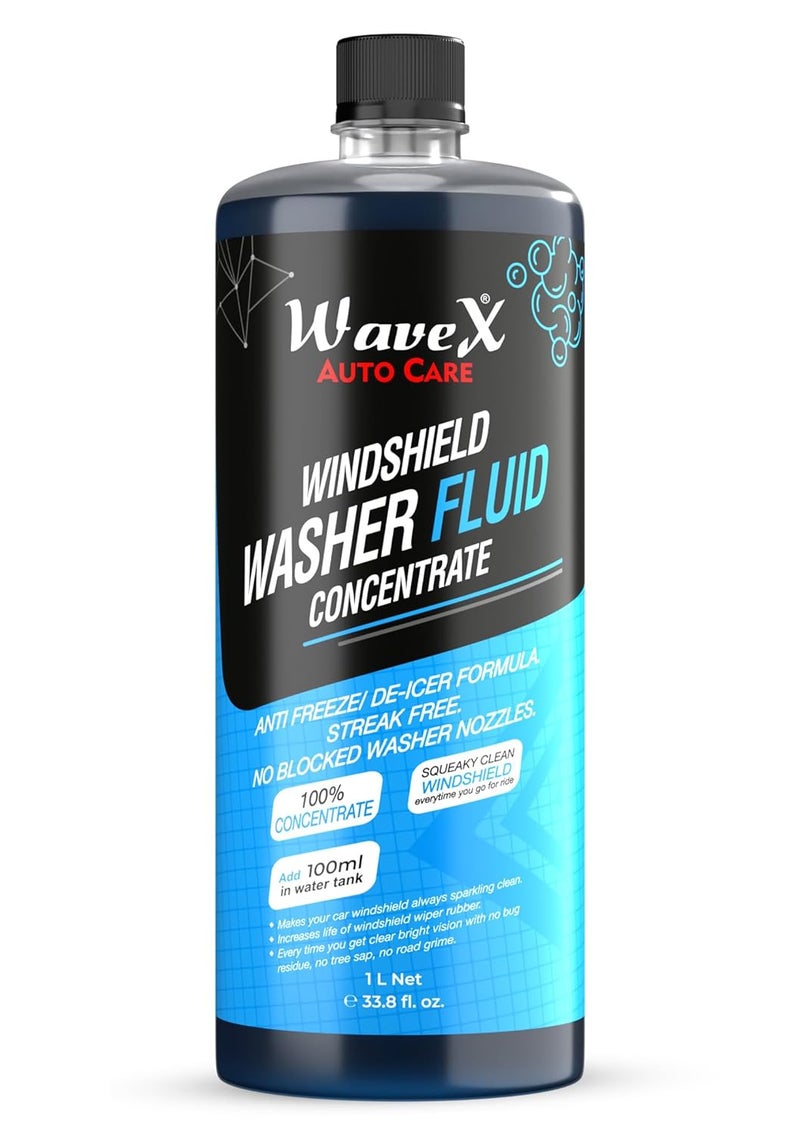 Wavex Windshield Washer Fluid for Car 1000ml | Car Windshield Cleaner Add 20ml in Windshield Tank | Streak-Free, Crystal Clear Finish with Car Wiper Liquid - Image 1