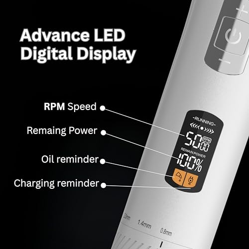 HANK Dog Hair Trimmer - Pet Hair Clipper - Grooming Kit - Titanium Blade - LCD Display - Cordless - 3 Speed Mode - Low Noise - Rechargeable Thick Hair Cutting Machine (New Hair Trimmer - White) - Image 5