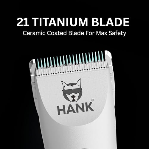 HANK Dog Hair Trimmer - Pet Hair Clipper - Grooming Kit - Titanium Blade - LCD Display - Cordless - 3 Speed Mode - Low Noise - Rechargeable Thick Hair Cutting Machine (New Hair Trimmer - White) - Image 4