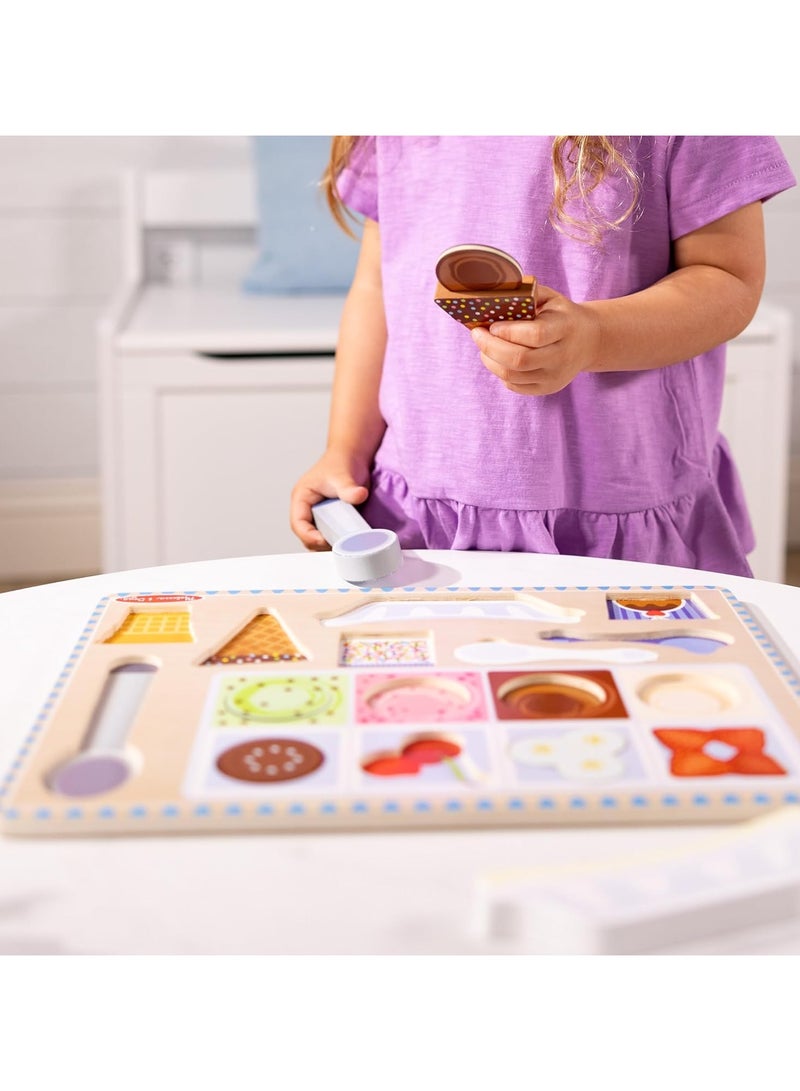 Melissa & Doug Melissa & Doug | Wooden Magnetic Ice Cream Puzzle & Play Set â€“ 16-Piece Interactive Pretend Play Toy with Scooper, Cones, Toppings & More | Ages 2+  - Image 4