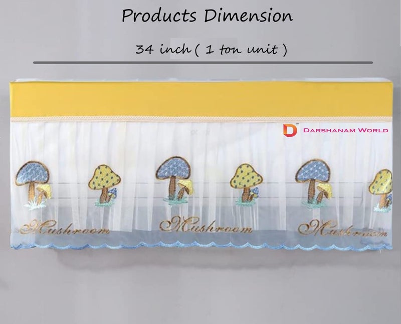 DARSHANAM WORLD Jacquard Premium Work Indoor AC Dust Protection Cover Designer Summer Ac Cover for 1 Ton (34 X 12 X 9 inch )(YELLOW MUSHROOM 1) - Image 3
