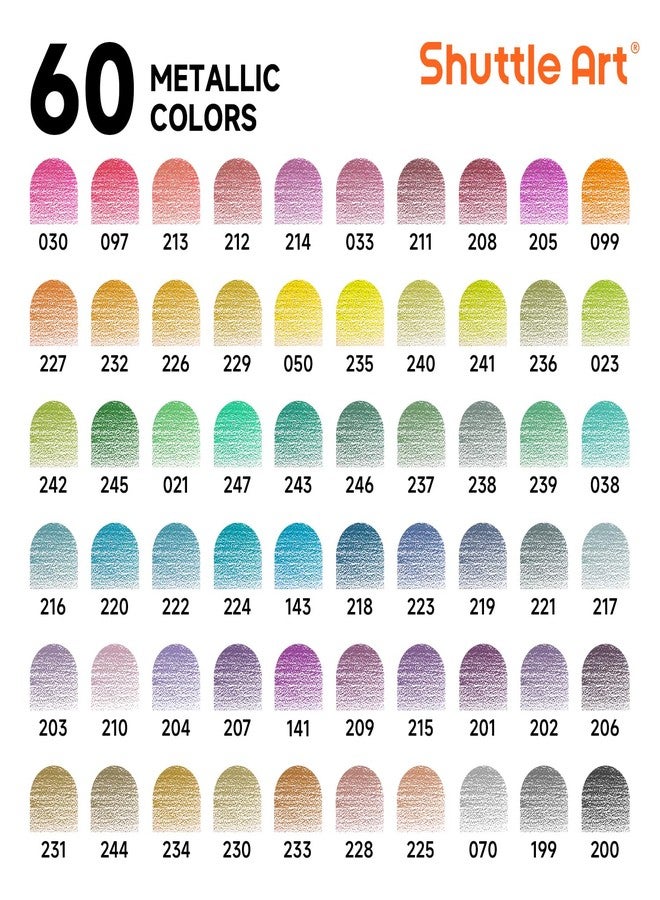Shuttle Art 60 Metallic Colored Pencils, Colored Pencils for Adult Coloring, Soft Core Coloring Pencils in Gift Tin Box, Color Pencils for Kids Adults Beginners Artists Drawing Coloring Sketching - Image 2
