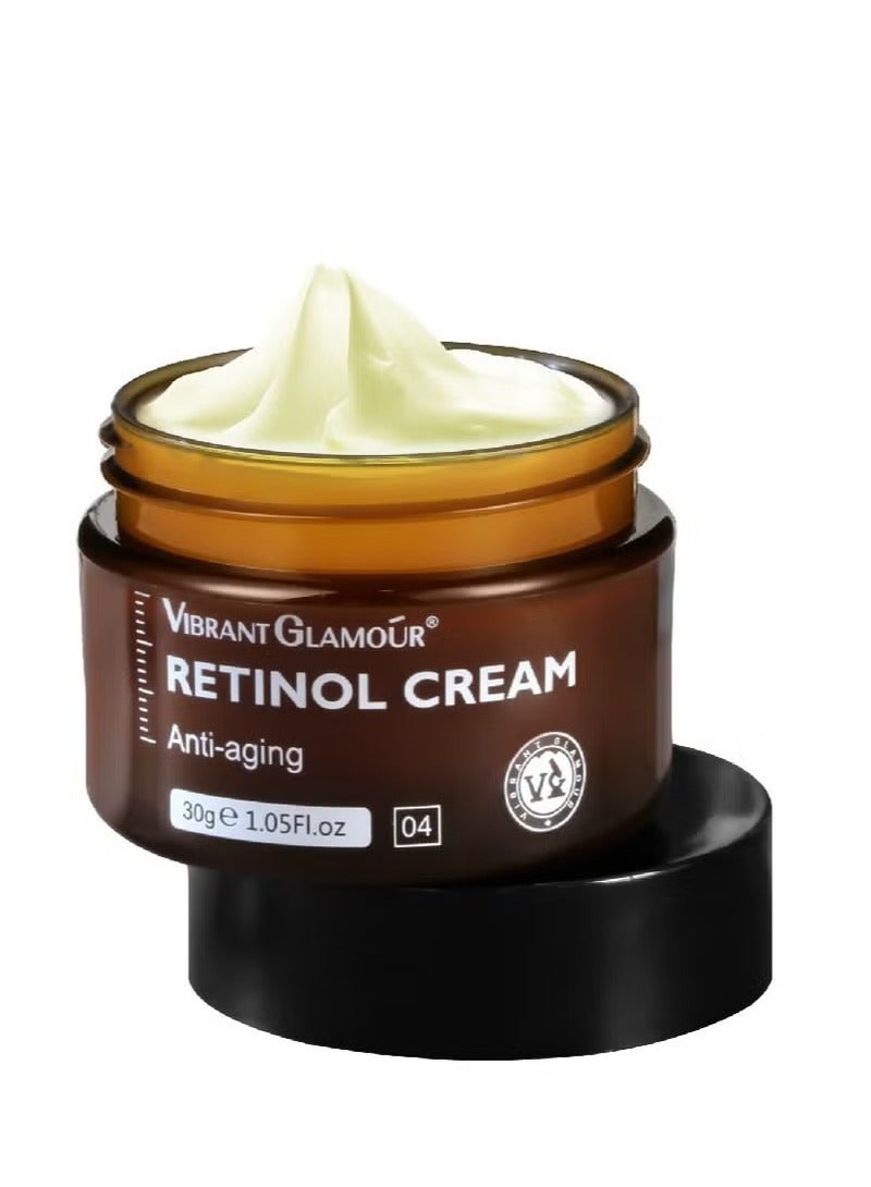 VIBRANT GLAMOUR Retinol Moisturizer Brightens and Lightens Spots Anti-Wrinkle Anti-Aging Pore Repair Lightens Spots Hyaluronic Acid Vitamin E and 2.5% Active Retinol Added Cream 30g