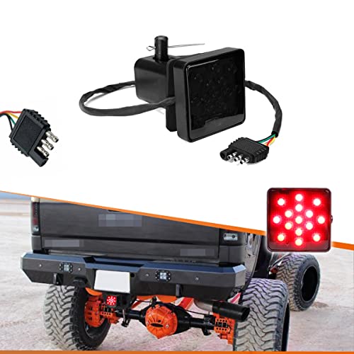 Adiil 2Size 15LED Brake Light Trailer Hitch Cover Fit Towing HaulingSmoked Lens Tow Hitch Driving Brake Lamp - Image 1