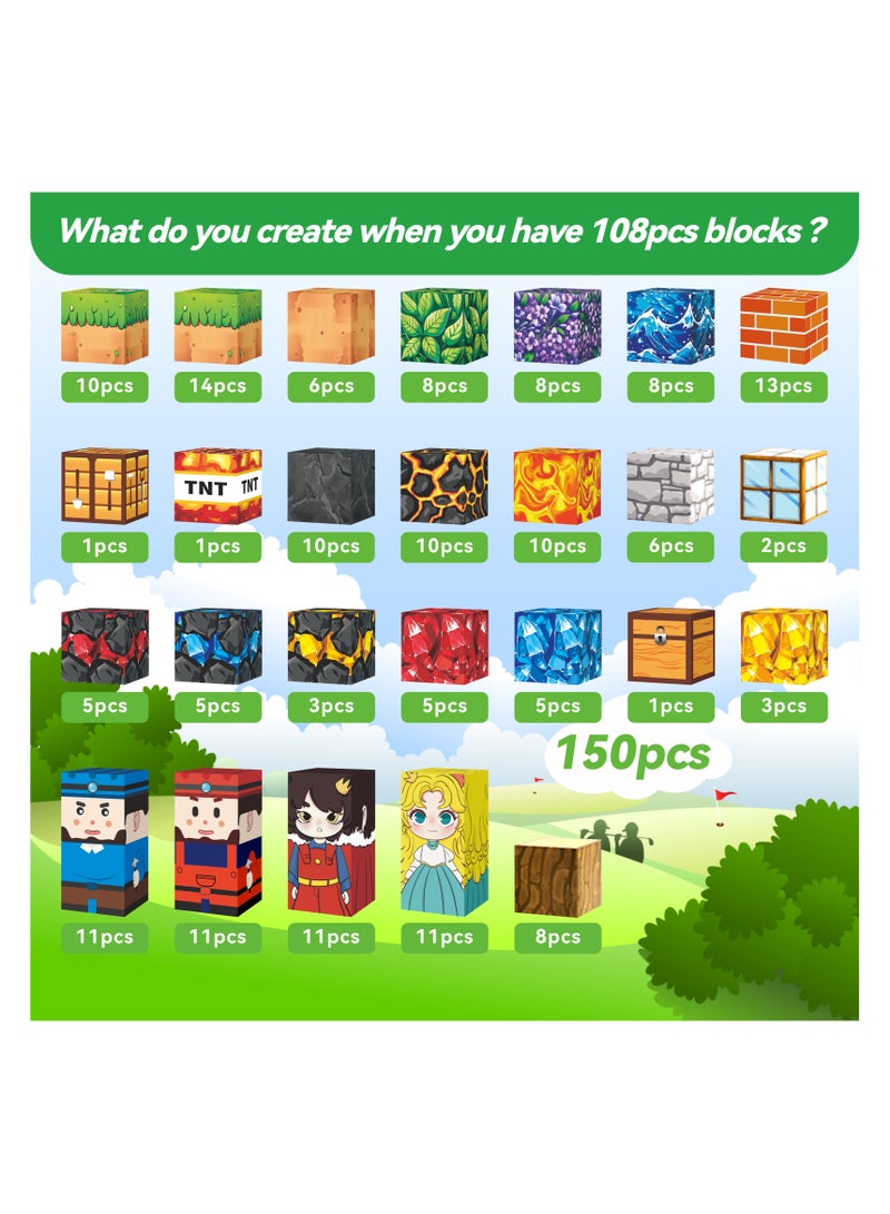 150PCS Magnetic Building Blocks, Magnetic Tile Building Blocks Set, Creative Educational Toys, Sensory and Outdoor Toys for Kids Ages 3+  - Image 2