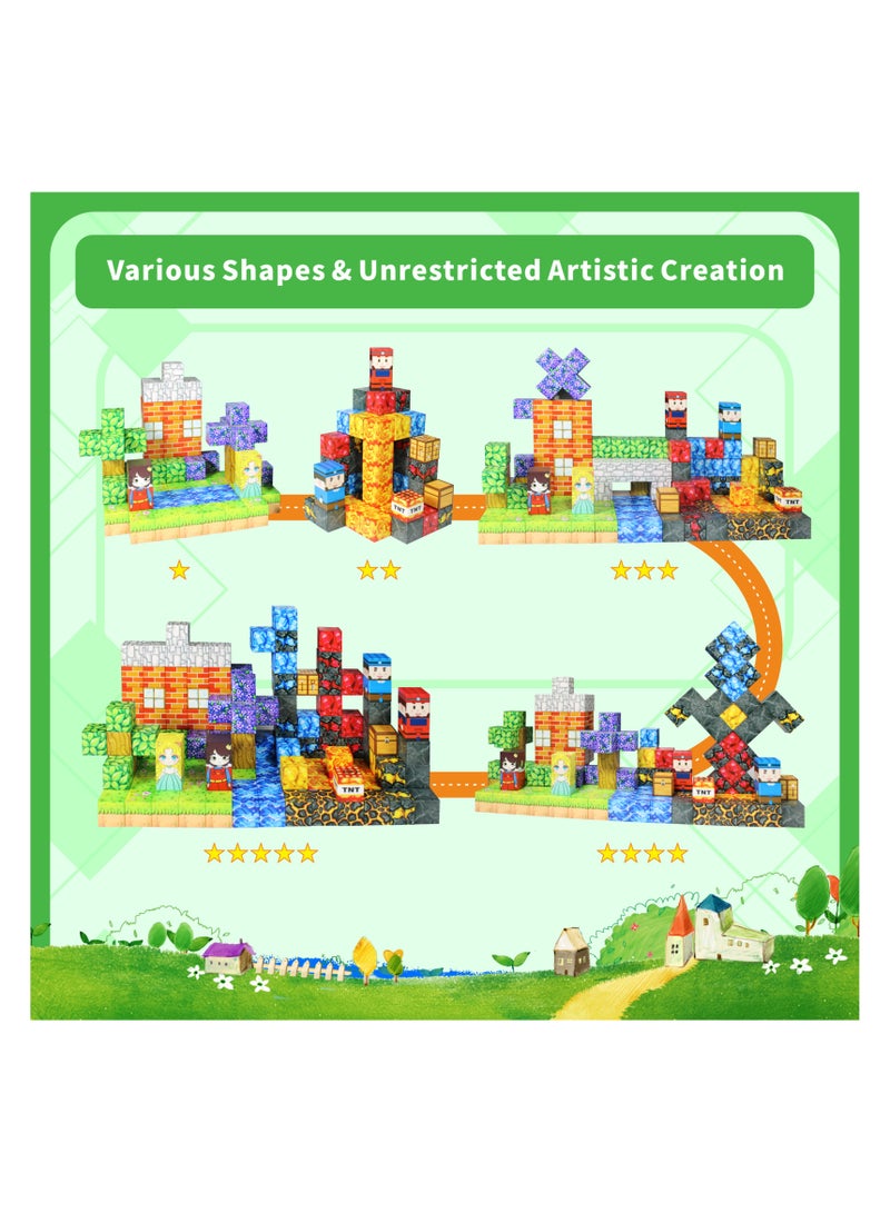 150PCS Magnetic Building Blocks, Magnetic Tile Building Blocks Set, Creative Educational Toys, Sensory and Outdoor Toys for Kids Ages 3+  - Image 4