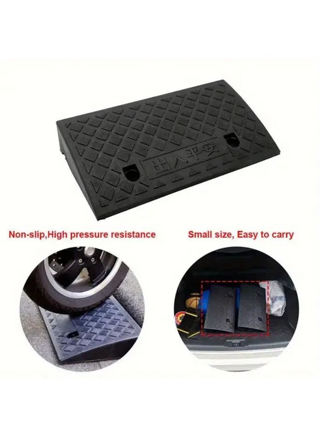 Black All Season Portable Step Ramp With Textured Surface For Wheelchair Car Driveway - Image 3