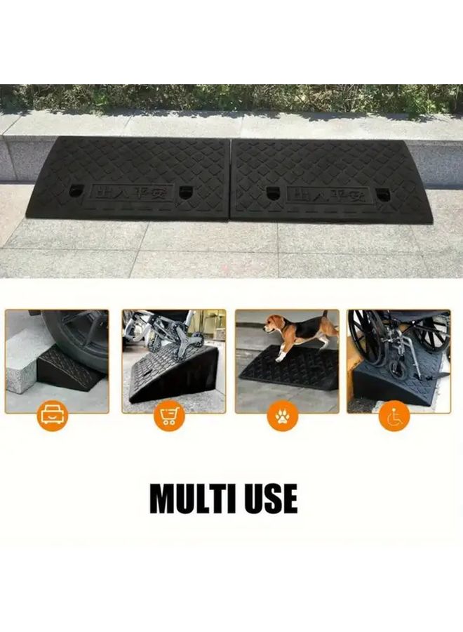 Black All Season Portable Step Ramp With Textured Surface For Wheelchair Car Driveway - Image 4