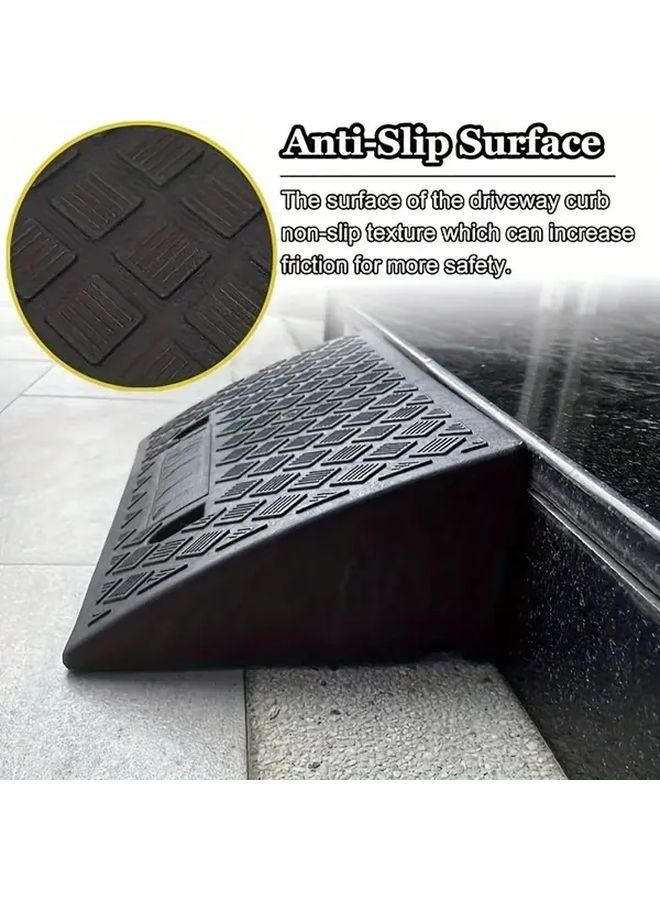 Black All Season Portable Step Ramp With Textured Surface For Wheelchair Car Driveway - Image 2