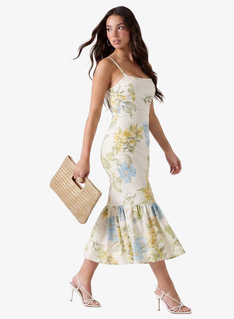 GUESS Printed Strappy Sweetheart Neck Dress - Image 4