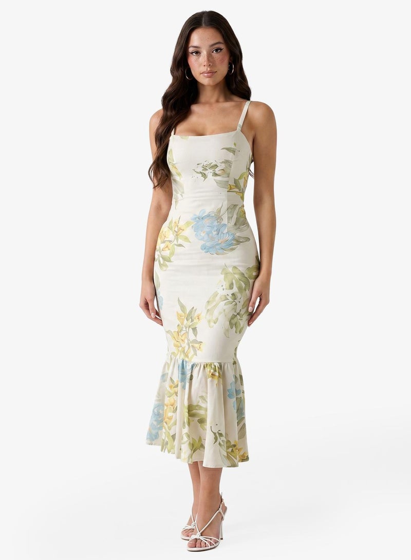 GUESS Printed Strappy Sweetheart Neck Dress - Image 1